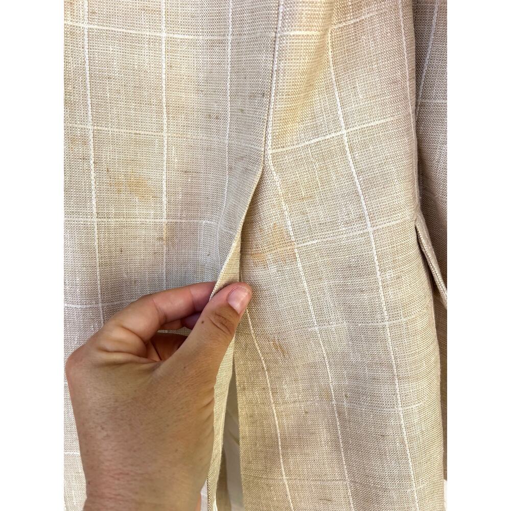 Vintage Yves Saint Laurent Oversized Blazer Suit Jacket Linen Beige YSL Medium - Picture 8 of 11